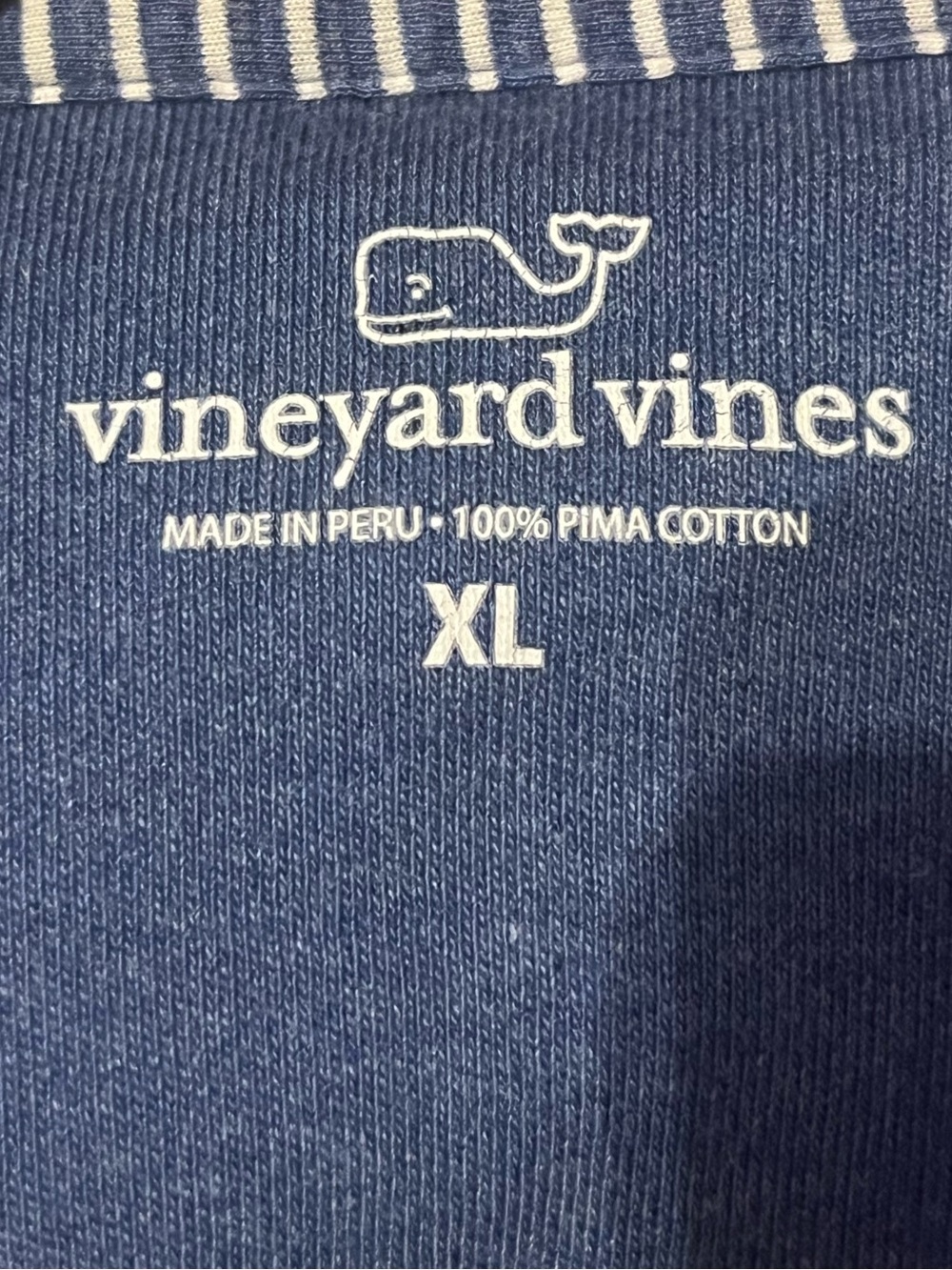 Vineyard Vines Navy Quarter-Zip with Red Contrast Collar - Picture 2 of 5